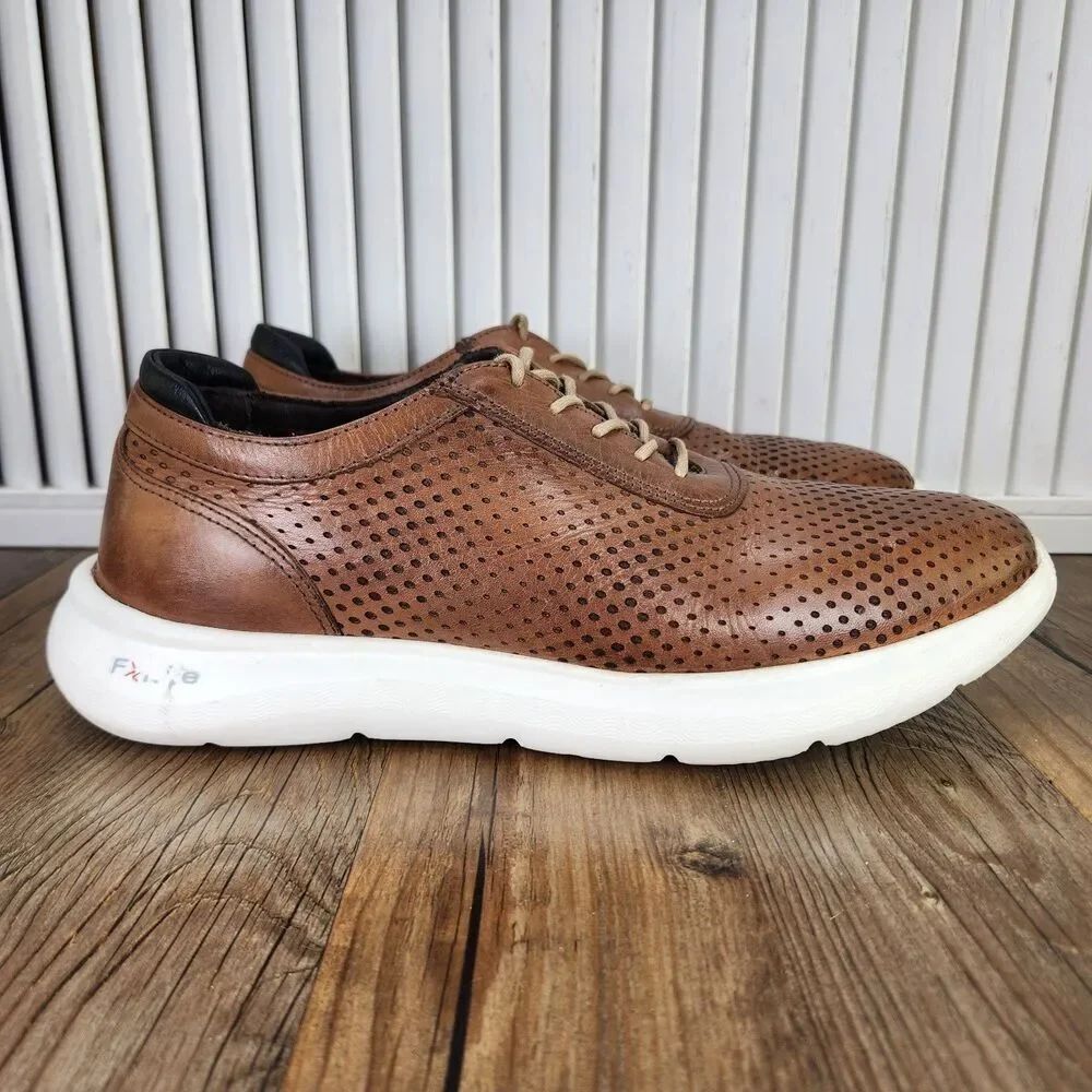 Flag LTD Kendrick Perf U-Throat Mens Sz 9M Brown Leather Perforated Preppy Shoes